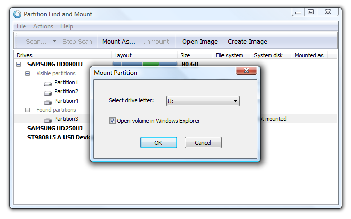 Partition Find and Mount 2.31 screenshot