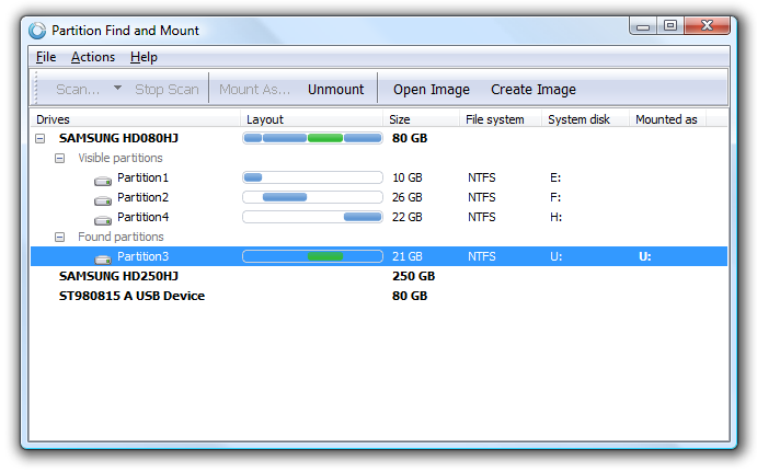 partition find and mount